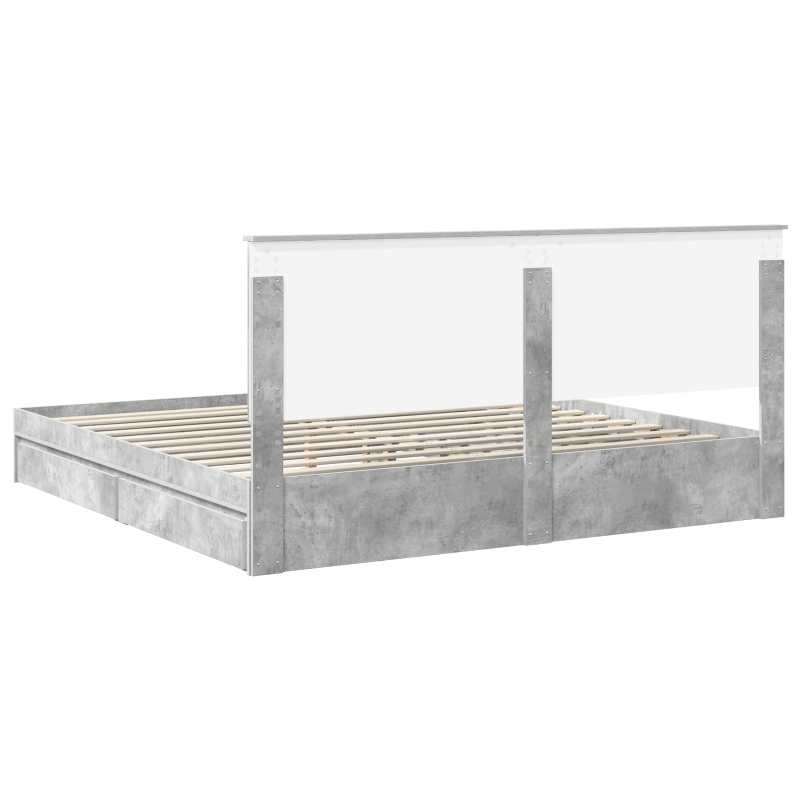 Κρεβάτι Αποθήκης Σκυρόδεμα Γκρι 200 x 200 cm Επεξεργασμένο ξύλο