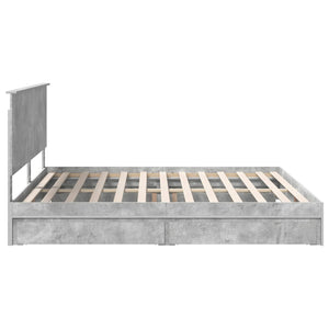 Κρεβάτι Αποθήκης Σκυρόδεμα Γκρι 200 x 200 cm Επεξεργασμένο Ξύλο