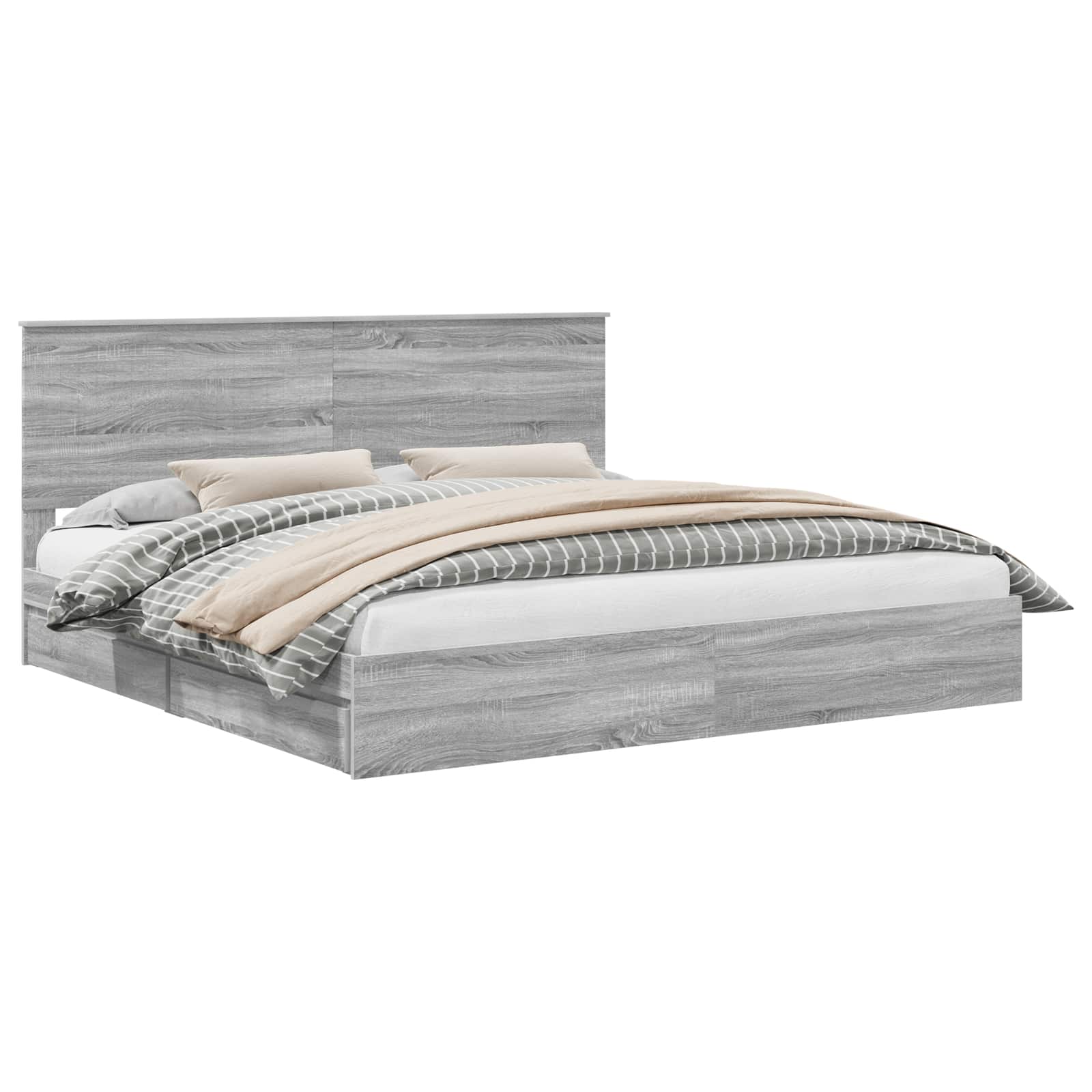 Κρεβάτι Αποθήκης Γκρίζο Σονομα 200 x 200 cm Επεξεργασμένο ξύλο