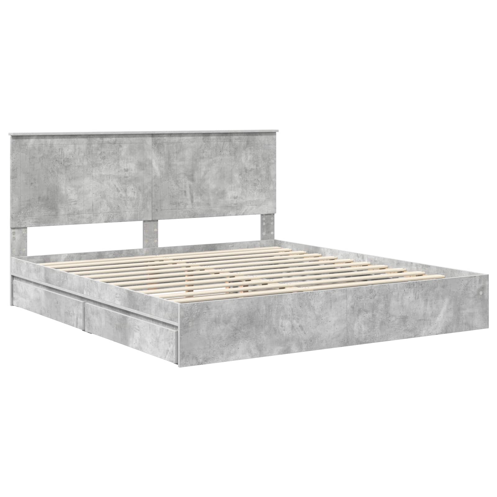 Κρεβάτι Αποθήκης Σκυρόδεμα Γκρι 180 x 200 cm Επεξεργασμένο ξύλο - Pakobazaar