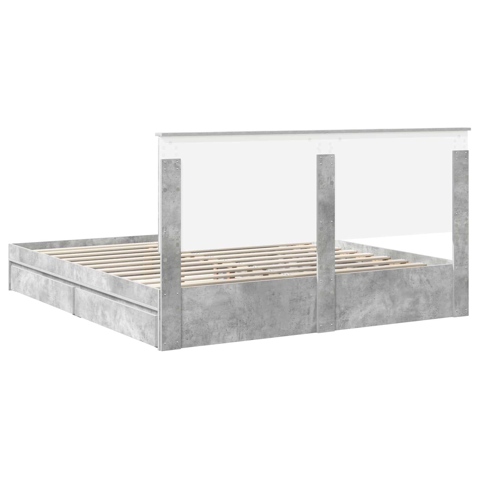 Κρεβάτι Αποθήκης Σκυρόδεμα Γκρι 180 x 200 cm Επεξεργασμένο ξύλο - Pakobazaar