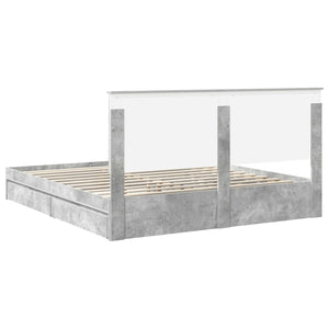 Κρεβάτι Αποθήκης Σκυρόδεμα Γκρι 180 x 200 cm Επεξεργασμένο ξύλο - Pakobazaar