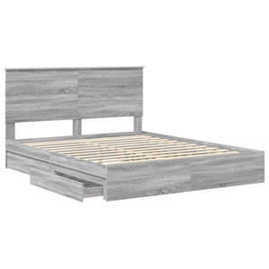 Κρεβάτι Αποθήκης Γκρίζο Σονομα 160 x 200 cm Επεξεργασμένο Ξύλο