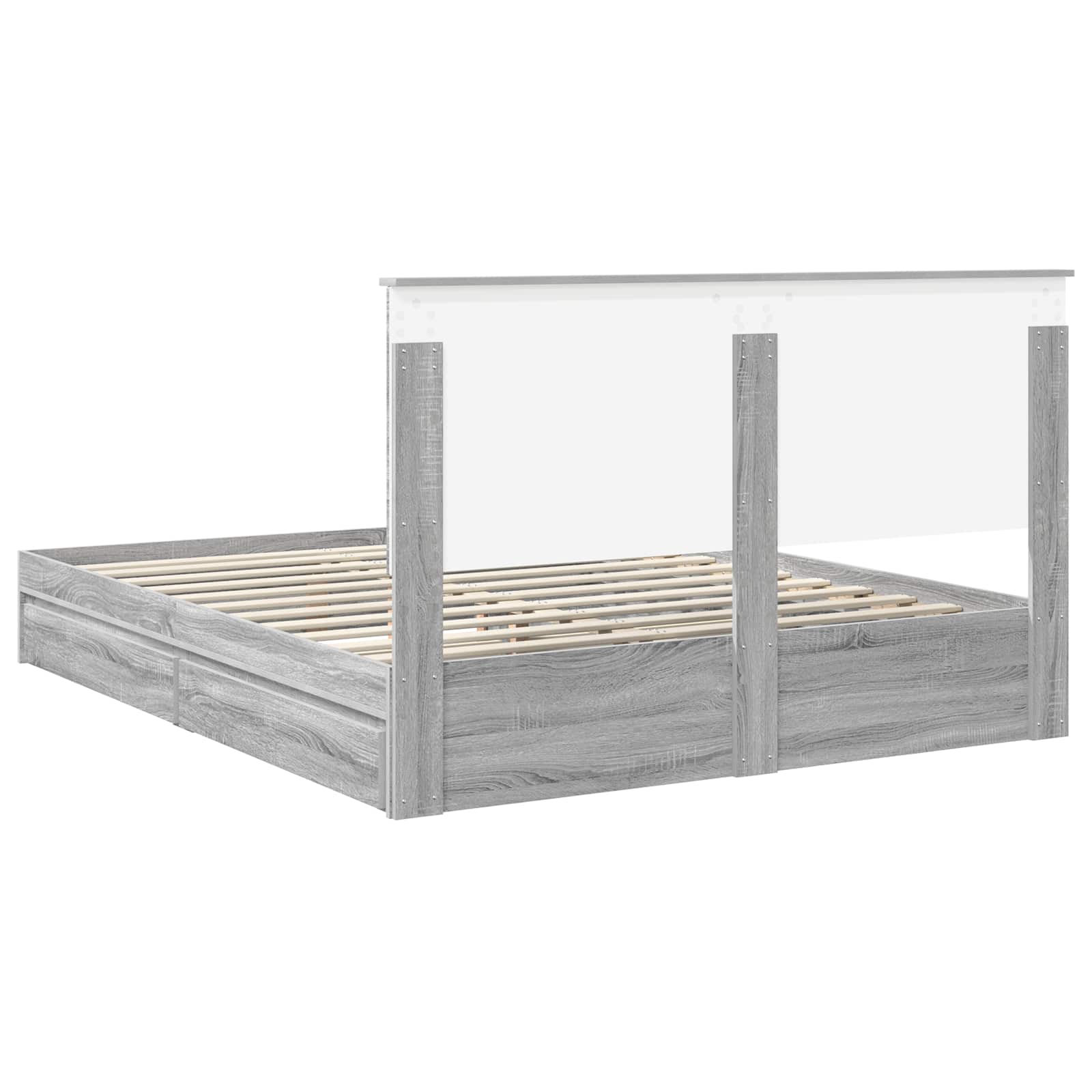 Κρεβάτι Αποθήκης Γκρίζο Σονομα 160 x 200 cm Επεξεργασμένο ξύλο
