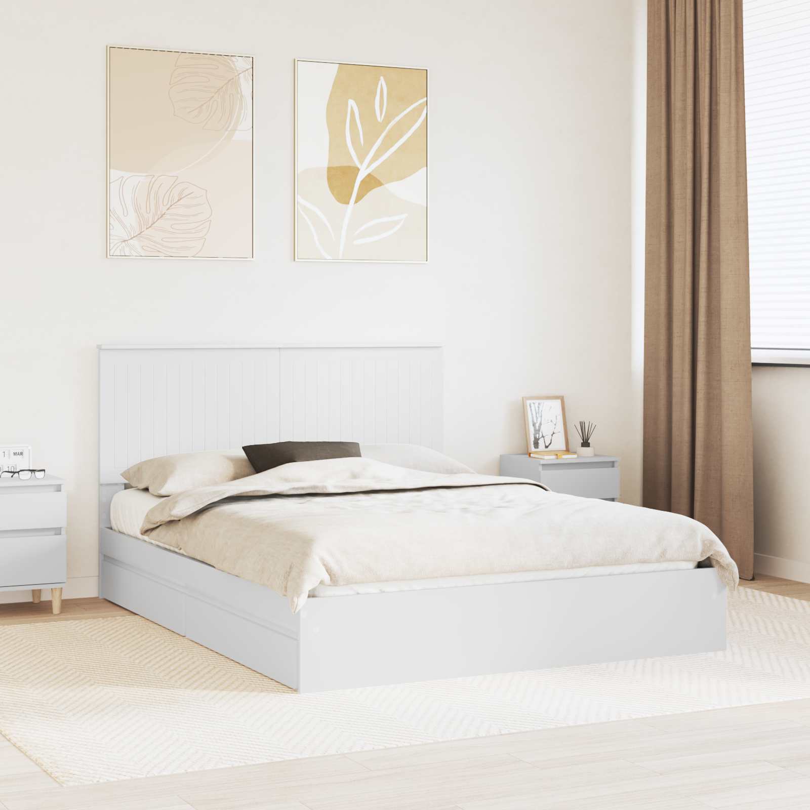 Κρεβάτι Αποθήκης Λευκό 150 x 200 cm Επεξεργασμένο ξύλο