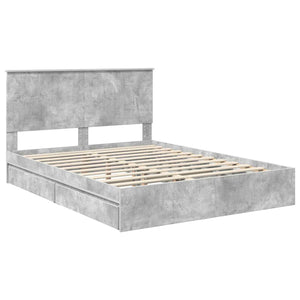 Κρεβάτι Αποθήκης Σκυρόδεμα Γκρι 150 x 200 cm Επεξεργασμένο Ξύλο