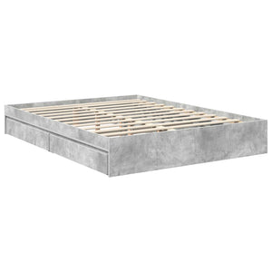 Κρεβάτι Αποθήκης Σκυρόδεμα Γκρι 150 x 200 cm Επεξεργασμένο Ξύλο