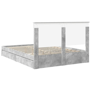 Κρεβάτι Αποθήκης Σκυρόδεμα Γκρι 150 x 200 cm Επεξεργασμένο Ξύλο