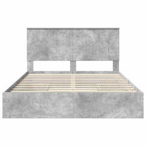 Κρεβάτι Αποθήκης Σκυρόδεμα Γκρι 150 x 200 cm Επεξεργασμένο Ξύλο