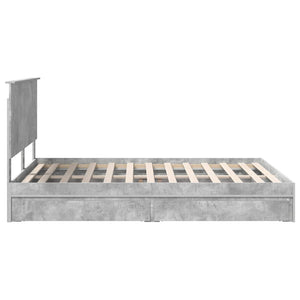 Κρεβάτι Αποθήκης Σκυρόδεμα Γκρι 150 x 200 cm Επεξεργασμένο Ξύλο