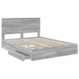 Κρεβάτι Αποθήκης Γκρίζο Σονομα 150 x 200 cm Επεξεργασμένο Ξύλο