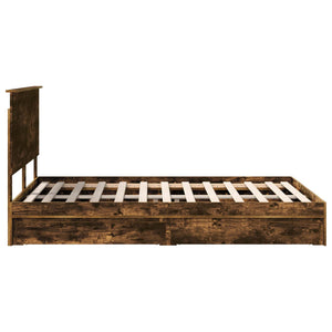 Κρεβάτι Αποθήκης Καπνιστό Δρύς 140 x 190 cm Επεξεργασμένο Ξύλο