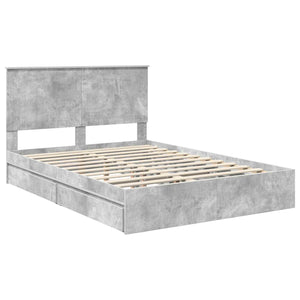 Κρεβάτι Αποθήκης Σκυρόδεμα Γκρι 135 x 190 cm Επεξεργασμένο Ξύλο