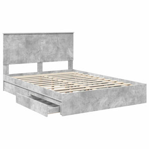 Κρεβάτι Αποθήκης Σκυρόδεμα Γκρι 135 x 190 cm Επεξεργασμένο Ξύλο