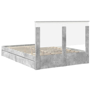 Κρεβάτι Αποθήκης Σκυρόδεμα Γκρι 135 x 190 cm Επεξεργασμένο Ξύλο