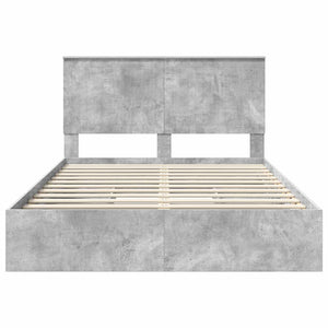 Κρεβάτι Αποθήκης Σκυρόδεμα Γκρι 135 x 190 cm Επεξεργασμένο Ξύλο
