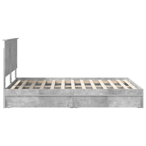 Κρεβάτι Αποθήκης Σκυρόδεμα Γκρι 135 x 190 cm Επεξεργασμένο Ξύλο