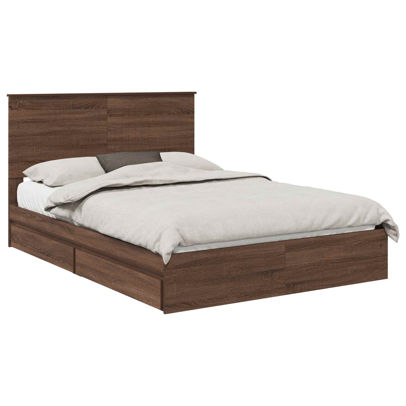 Κρεβάτι Αποθήκης Καφέ δρυς 135 x 190 cm Επεξεργασμένο Ξύλο