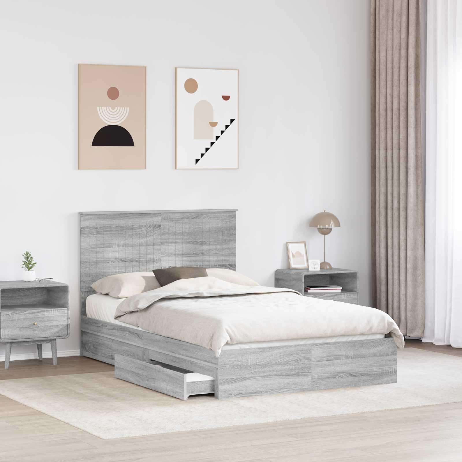 Κρεβάτι Αποθήκης Γκρίζο Σονομα 120 x 200 cm Επεξεργασμένο Ξύλο - Pakobazaar