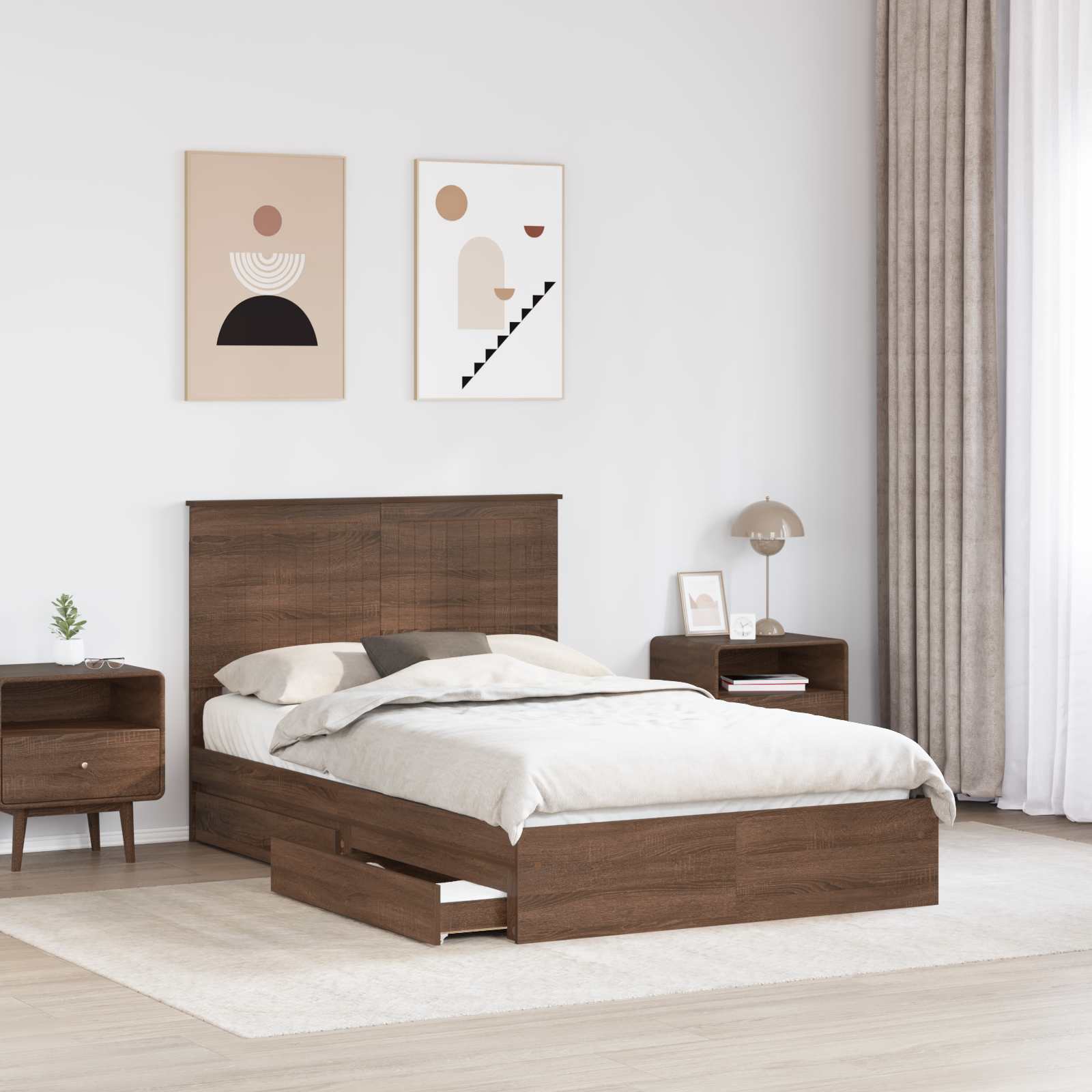 Κρεβάτι Αποθήκης Καφέ δρυς 120 x 200 cm Επεξεργασμένο ξύλο - Pakobazaar