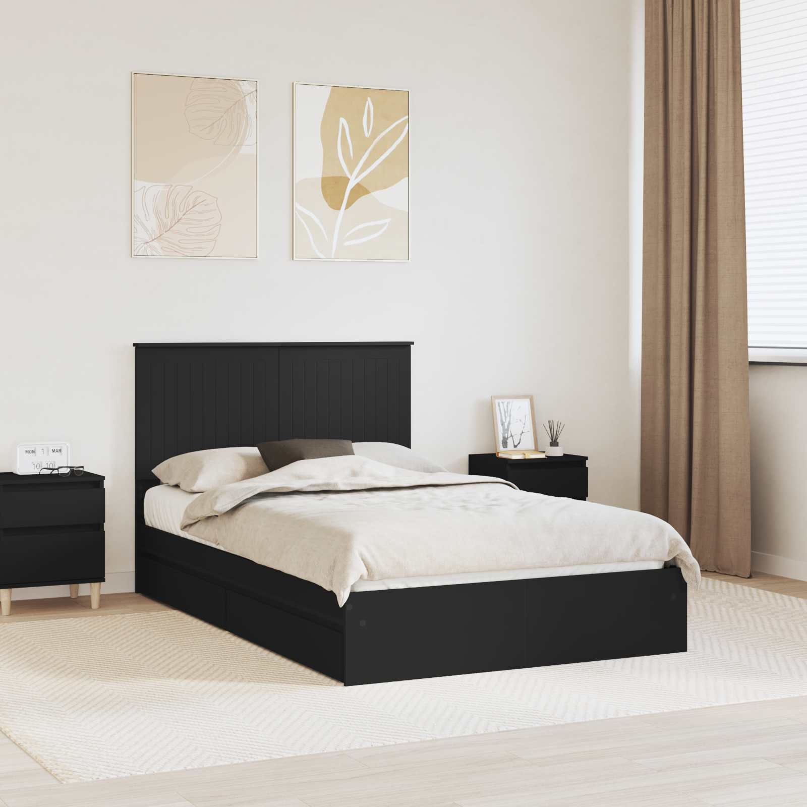 Κρεβάτι Αποθήκης Μαύρο 120 x 190 cm Επεξεργασμένο ξύλο - Pakobazaar