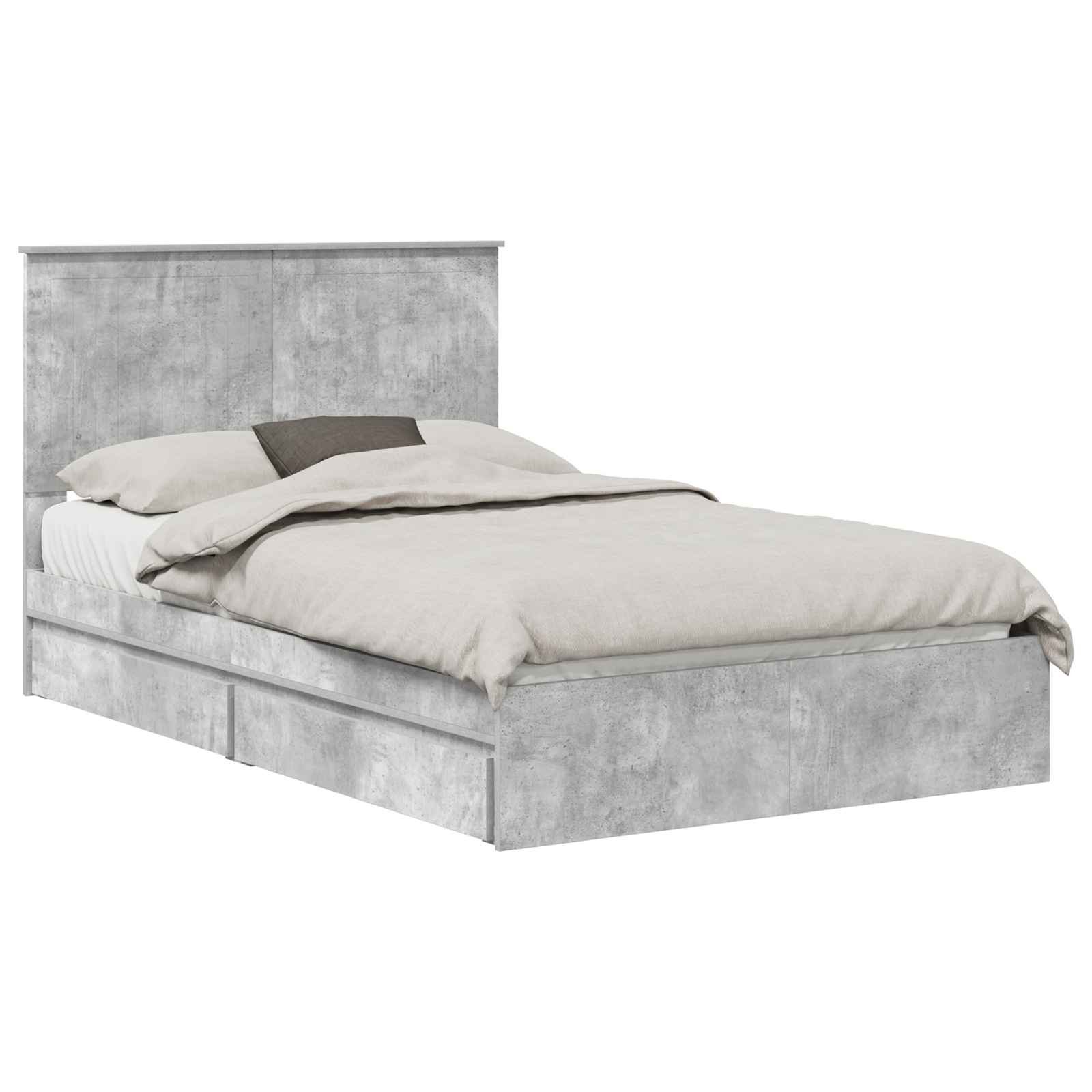 Κρεβάτι Αποθήκης Σκυρόδεμα Γκρι 120 x 190 cm Επεξεργασμένο Ξύλο - Pakobazaar