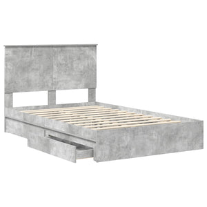 Κρεβάτι Αποθήκης Σκυρόδεμα Γκρι 120 x 190 cm Επεξεργασμένο Ξύλο - Pakobazaar