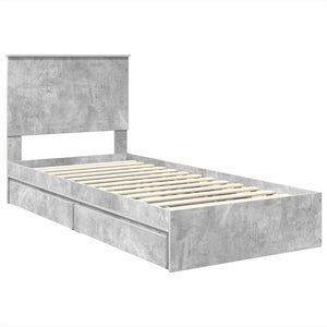 Κρεβάτι Αποθήκης Σκυρόδεμα Γκρι 90 x 190 cm Επεξεργασμένο Ξύλο