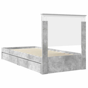 Κρεβάτι Αποθήκης Σκυρόδεμα Γκρι 90 x 190 cm Επεξεργασμένο Ξύλο