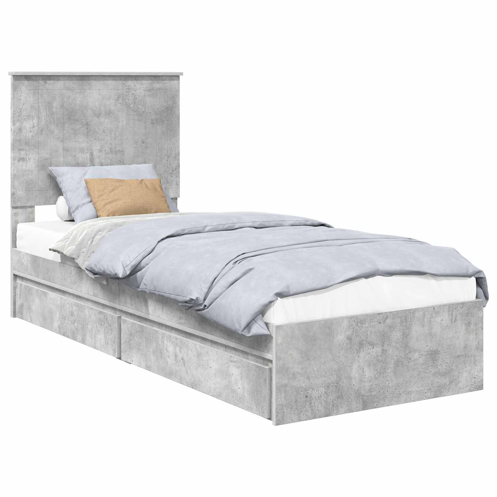Κρεβάτι Αποθήκης Σκυρόδεμα Γκρι 75 x 190 cm Επεξεργασμένο ξύλο