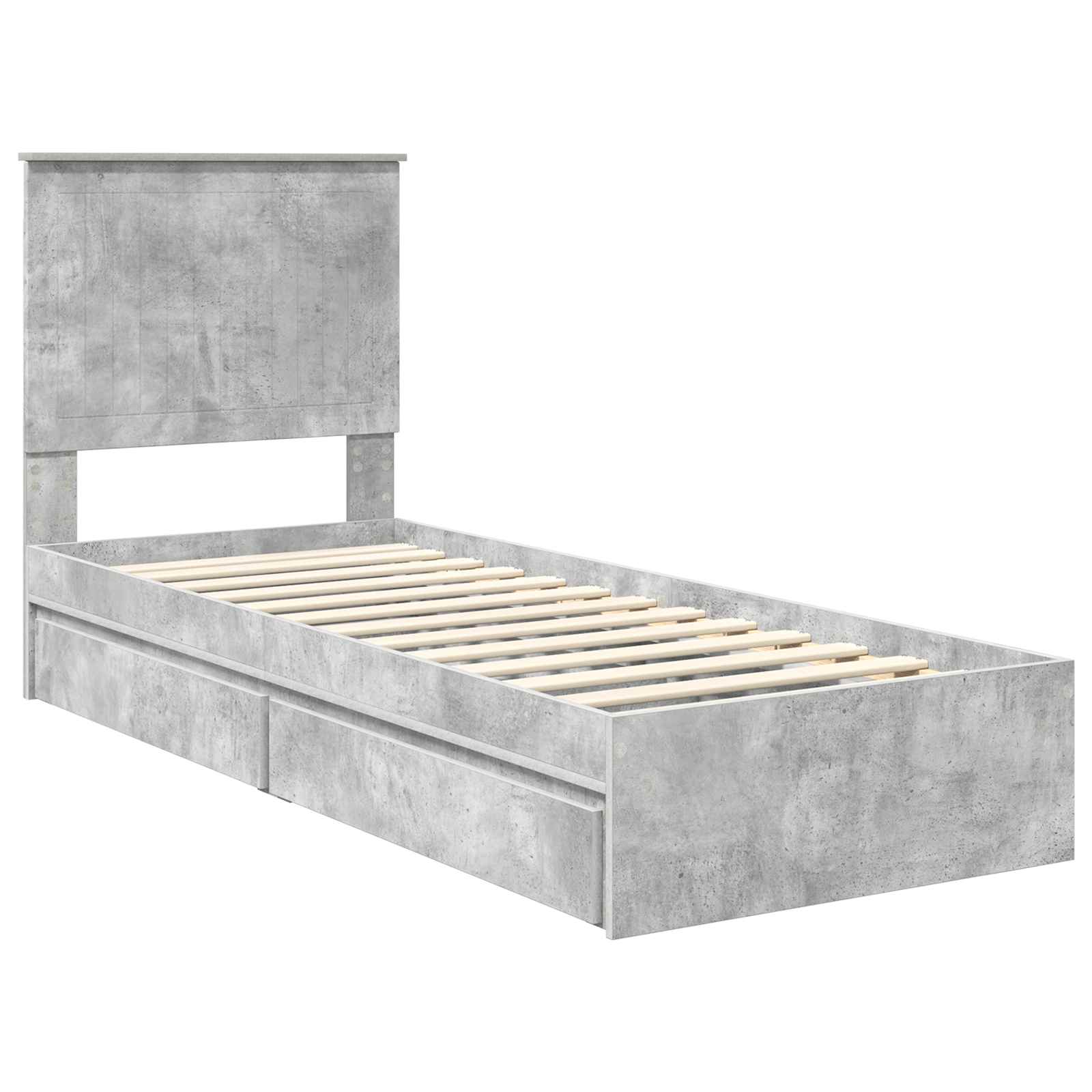Κρεβάτι Αποθήκης Σκυρόδεμα Γκρι 75 x 190 cm Επεξεργασμένο ξύλο