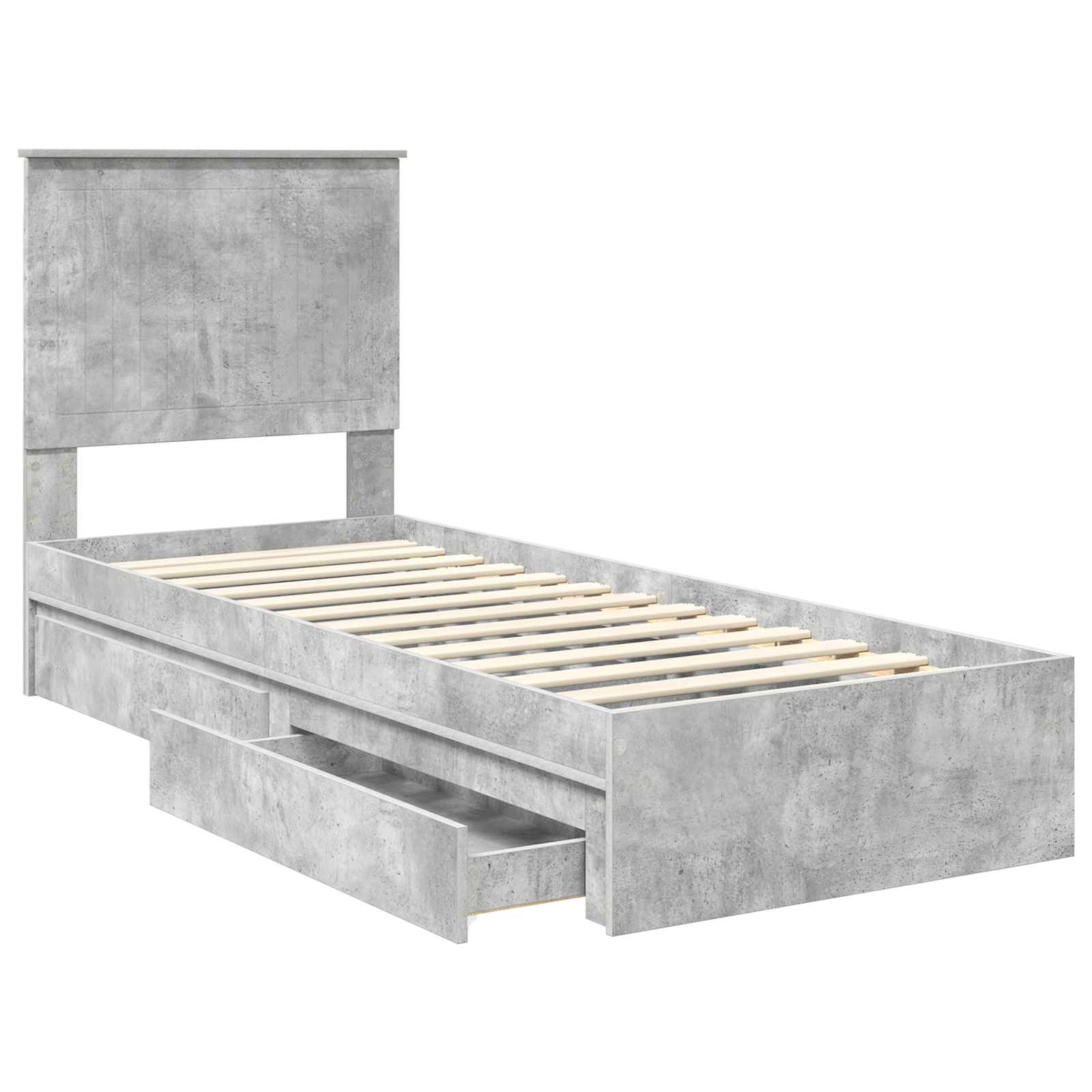 Κρεβάτι Αποθήκης Σκυρόδεμα Γκρι 75 x 190 cm Επεξεργασμένο ξύλο