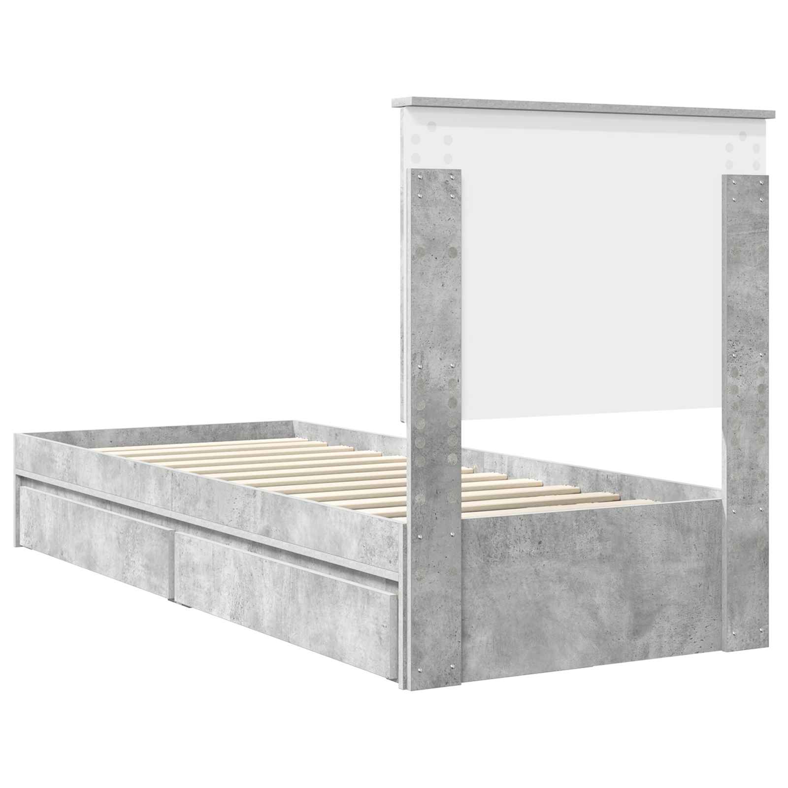 Κρεβάτι Αποθήκης Σκυρόδεμα Γκρι 75 x 190 cm Επεξεργασμένο ξύλο