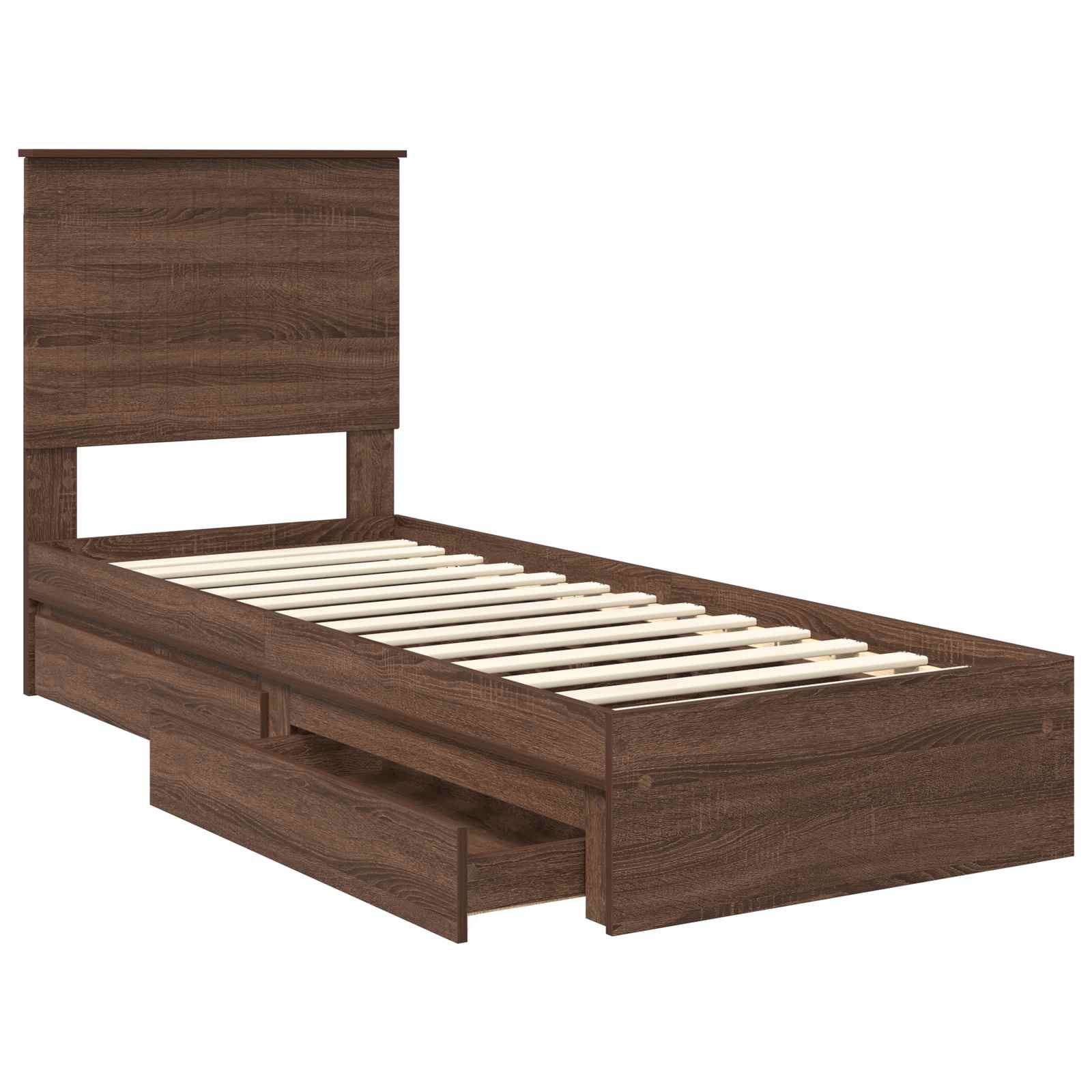 Κρεβάτι Αποθήκης Καφέ δρυς 75 x 190 cm Επεξεργασμένο ξύλο