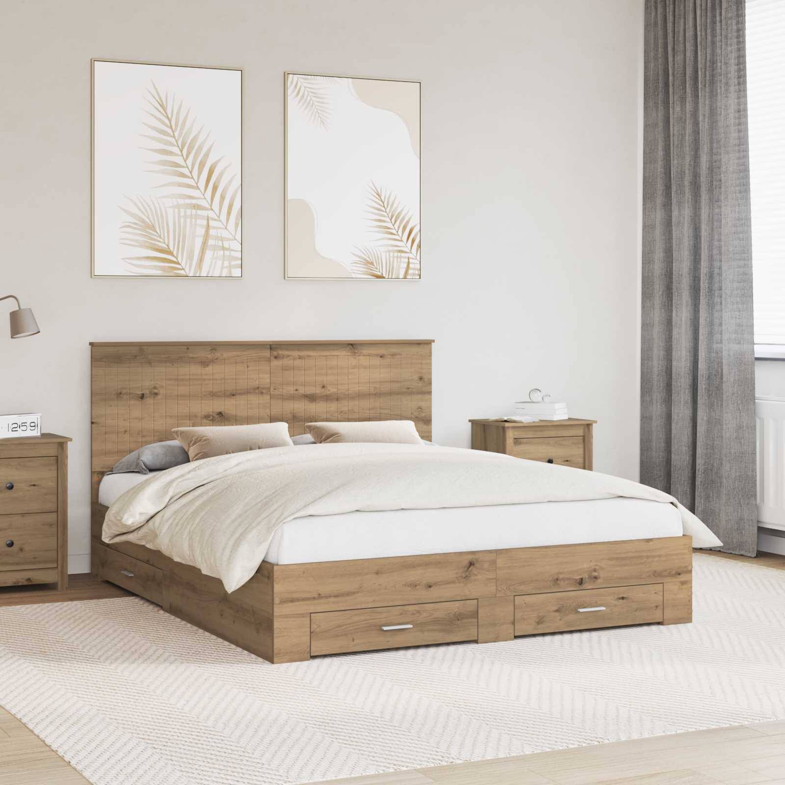 Σκελετός Κρεβατιού Artisan Oak 160 x 200 cm Επεξεργασμένο Ξύλο