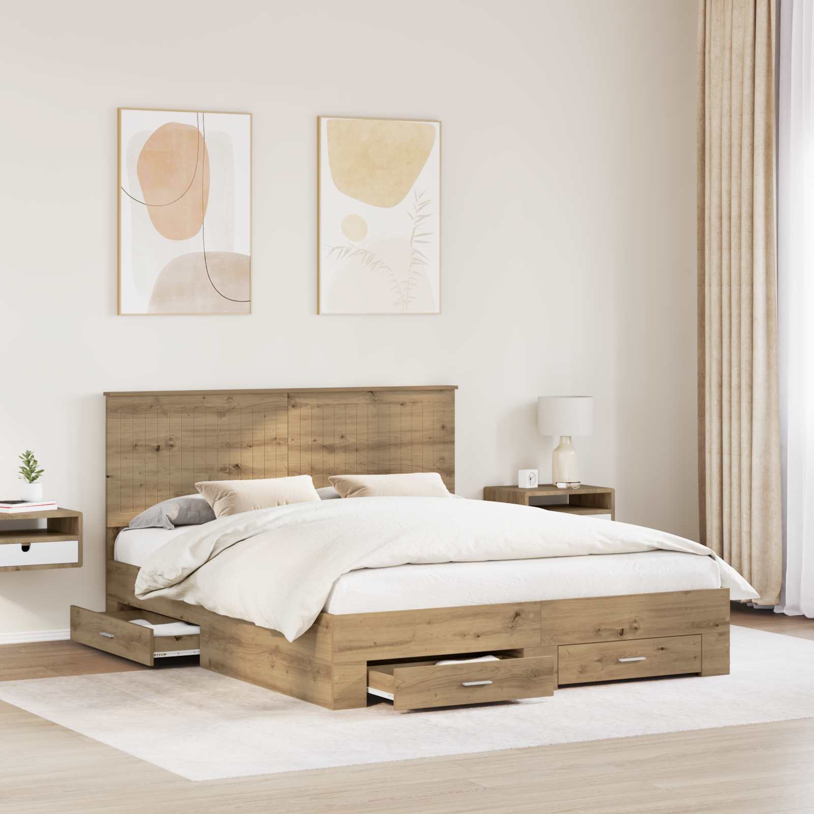 Σκελετός Κρεβατιού Artisan Oak 160 x 200 cm Επεξεργασμένο Ξύλο