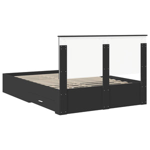 Σκελετός Κρεβατιού Μαύρο 140 x 190 cm Επεξεργασμένο Ξύλο