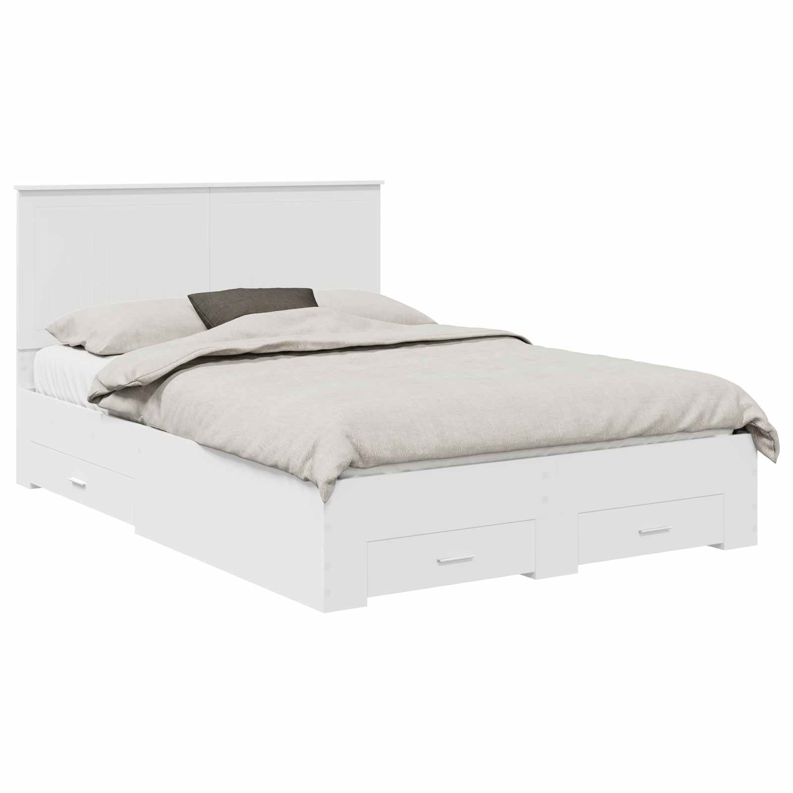 Σκελετός Κρεβατιού Λευκό 135 x 190 cm Επεξεργασμένο Ξύλο