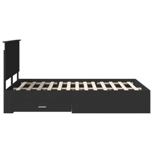 Σκελετός Κρεβατιού Μαύρο 135 x 190 cm Επεξεργασμένο Ξύλο
