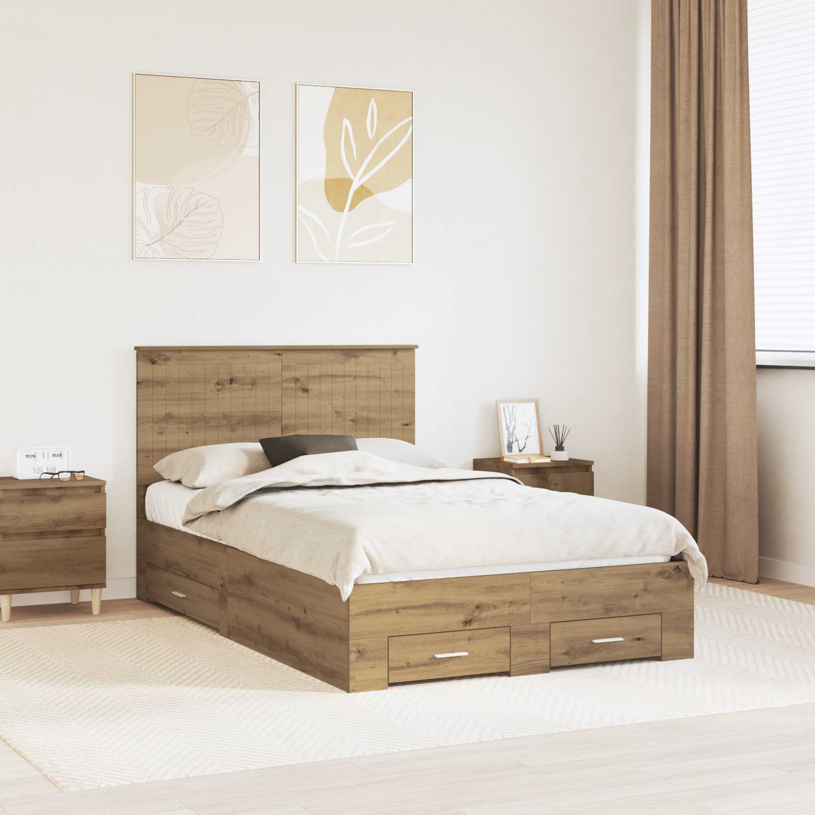 Σκελετός Κρεβατιού Artisan Oak 120 x 190 cm Επεξεργασμένο ξύλο - Pakobazaar