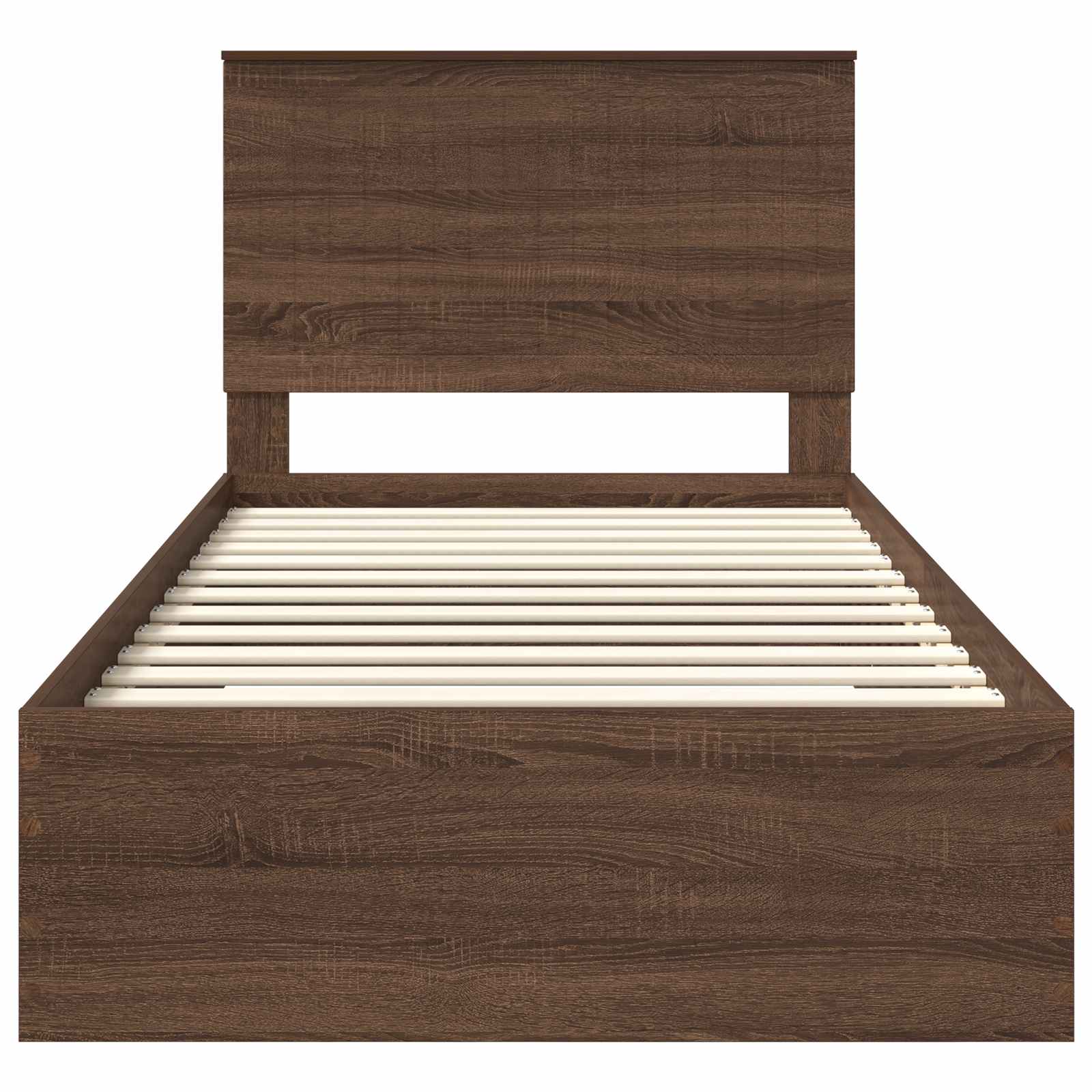 Σκελετός Κρεβατιού με συρτάρι Καφέ Δρύινο και Ασημί 90 x 200 cm