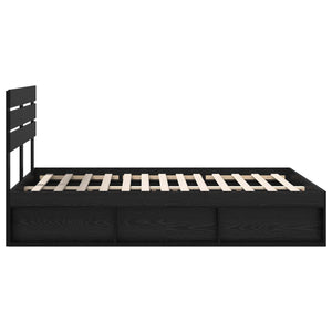 Σκελετός Κρεβατιού Μαύρο 140 x 190 cm Στερεά ξυλεία πεύκου - Pakobazaar