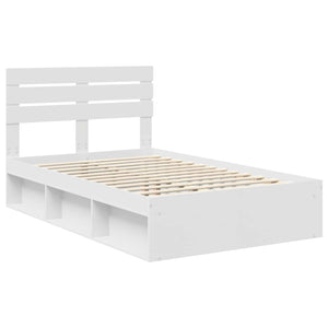 Σκελετός Κρεβατιού Λευκό 135 x 190 cm Στερεά ξυλεία πεύκου - Pakobazaar