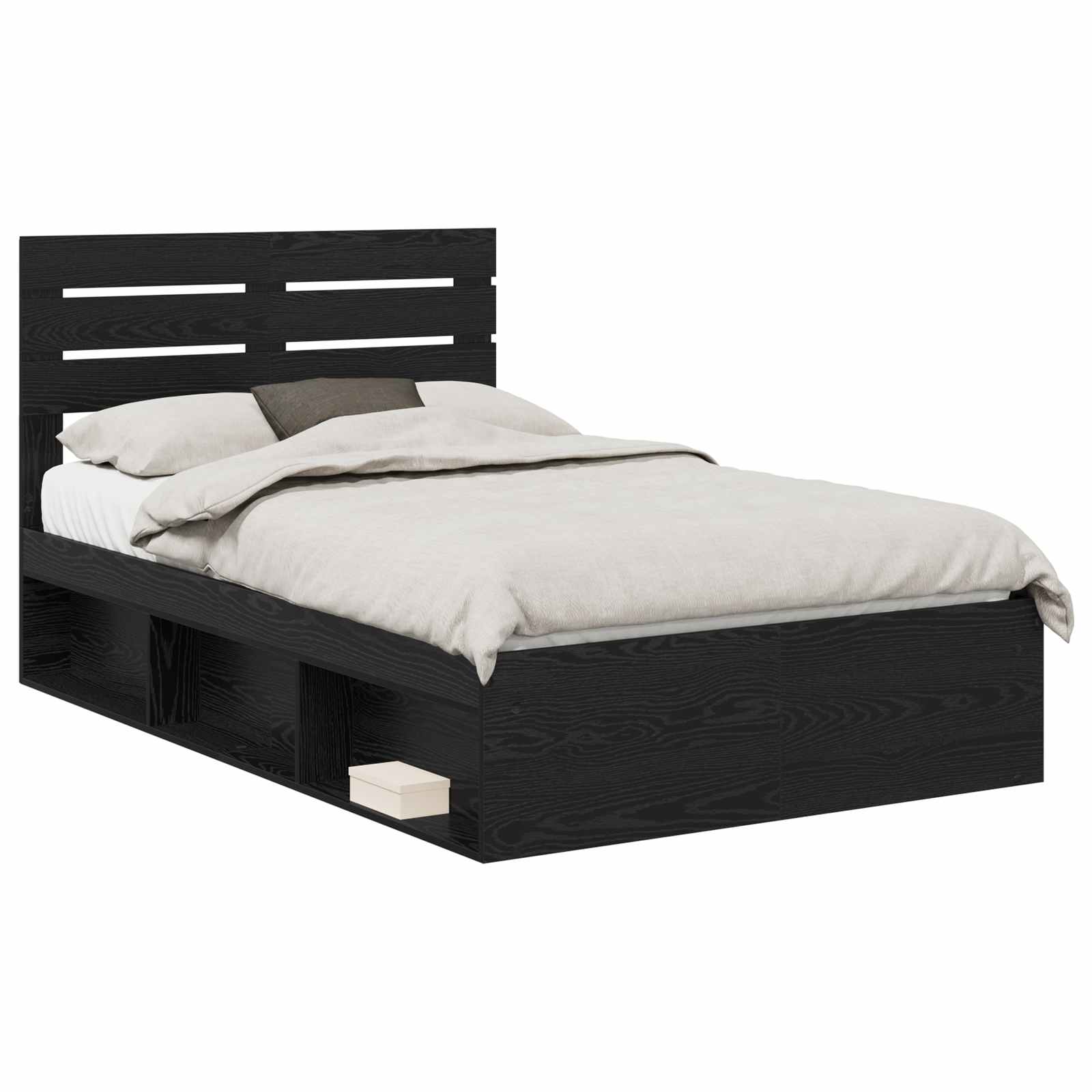 Σκελετός Κρεβατιού Μαύρο 135 x 190 cm Στερεά ξυλεία πεύκου