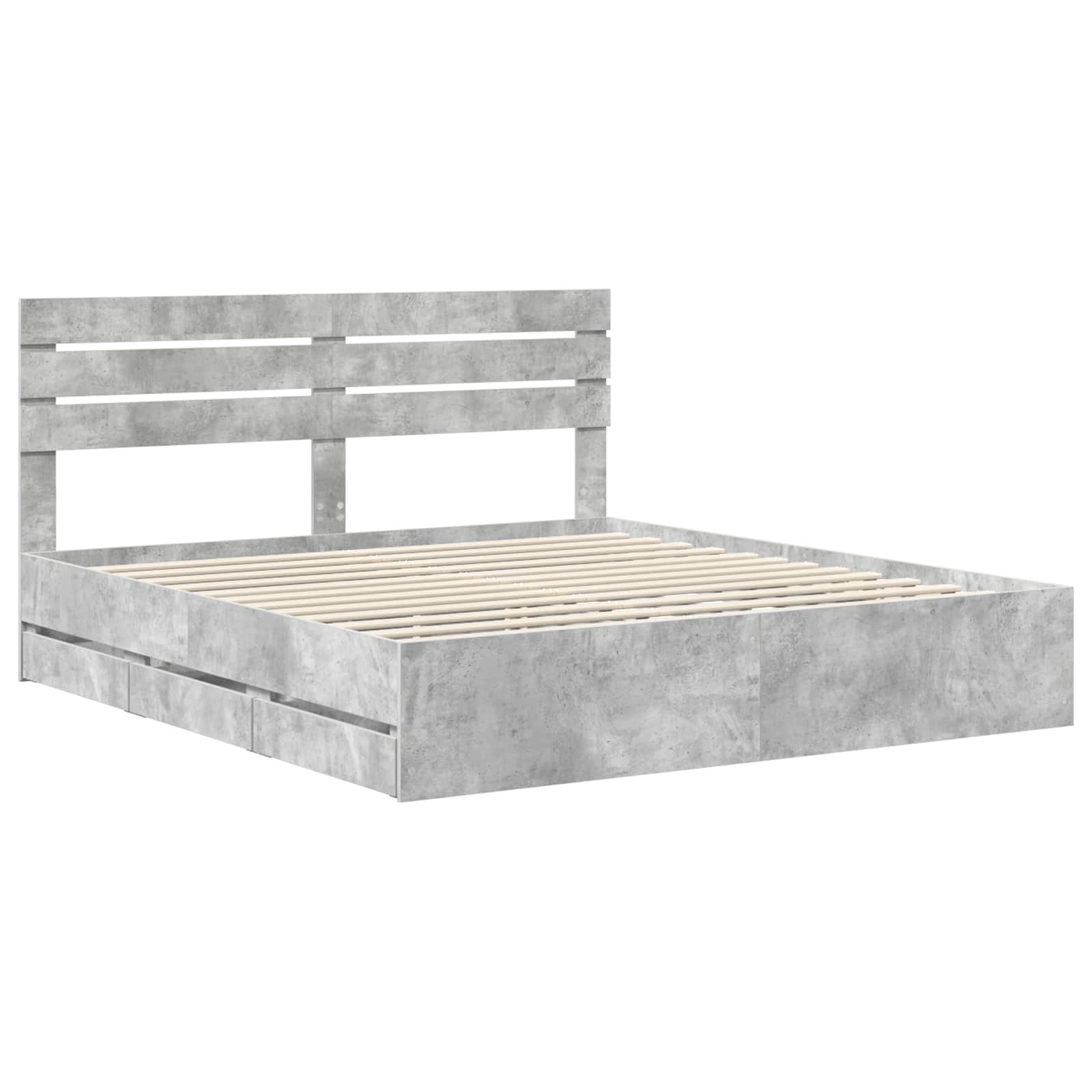 Σκελετός Κρεβατιού Σκυρόδεμα Γκρι 180 x 200 cm Μηχανήματος Ξύλο