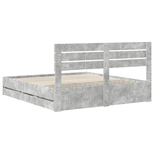 Σκελετός Κρεβατιού Σκυρόδεμα Γκρι 180 x 200 cm Μηχανήματος Ξύλο