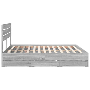 Σκελετός Κρεβατιού Γκρίζο Σονομα 180 x 200 cm Μηχανήματος Ξύλο