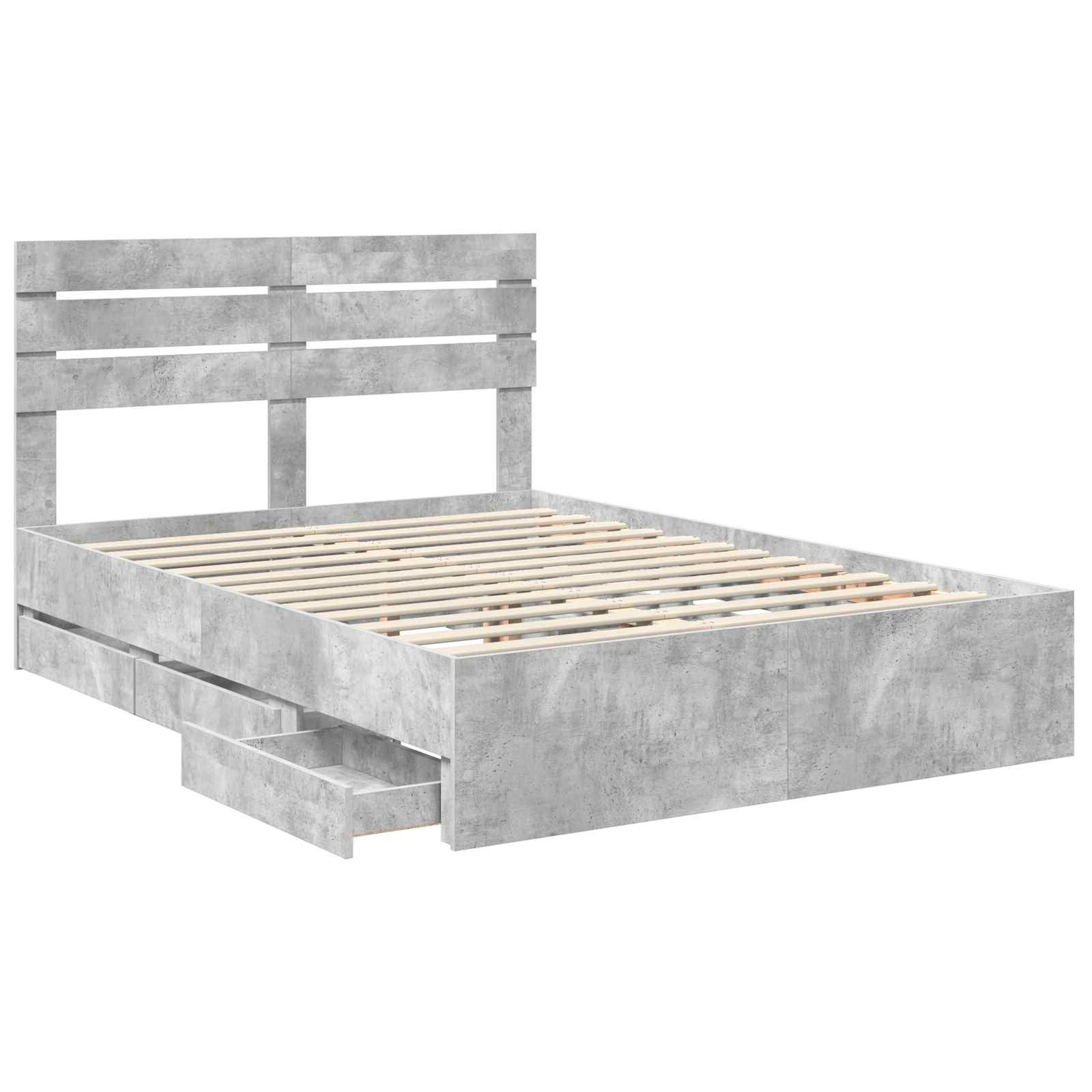 Σκελετός Κρεβατιού Σκυρόδεμα Γκρι 160 x 200 cm Μηχανήματος Ξύλο