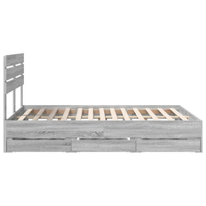 Σκελετός Κρεβατιού Γκρίζο Σονομα 160 x 200 cm Μηχανήματος Ξύλο