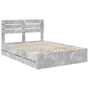 Σκελετός Κρεβατιού Σκυρόδεμα Γκρι 150 x 200 cm Μηχανήματος Ξύλο